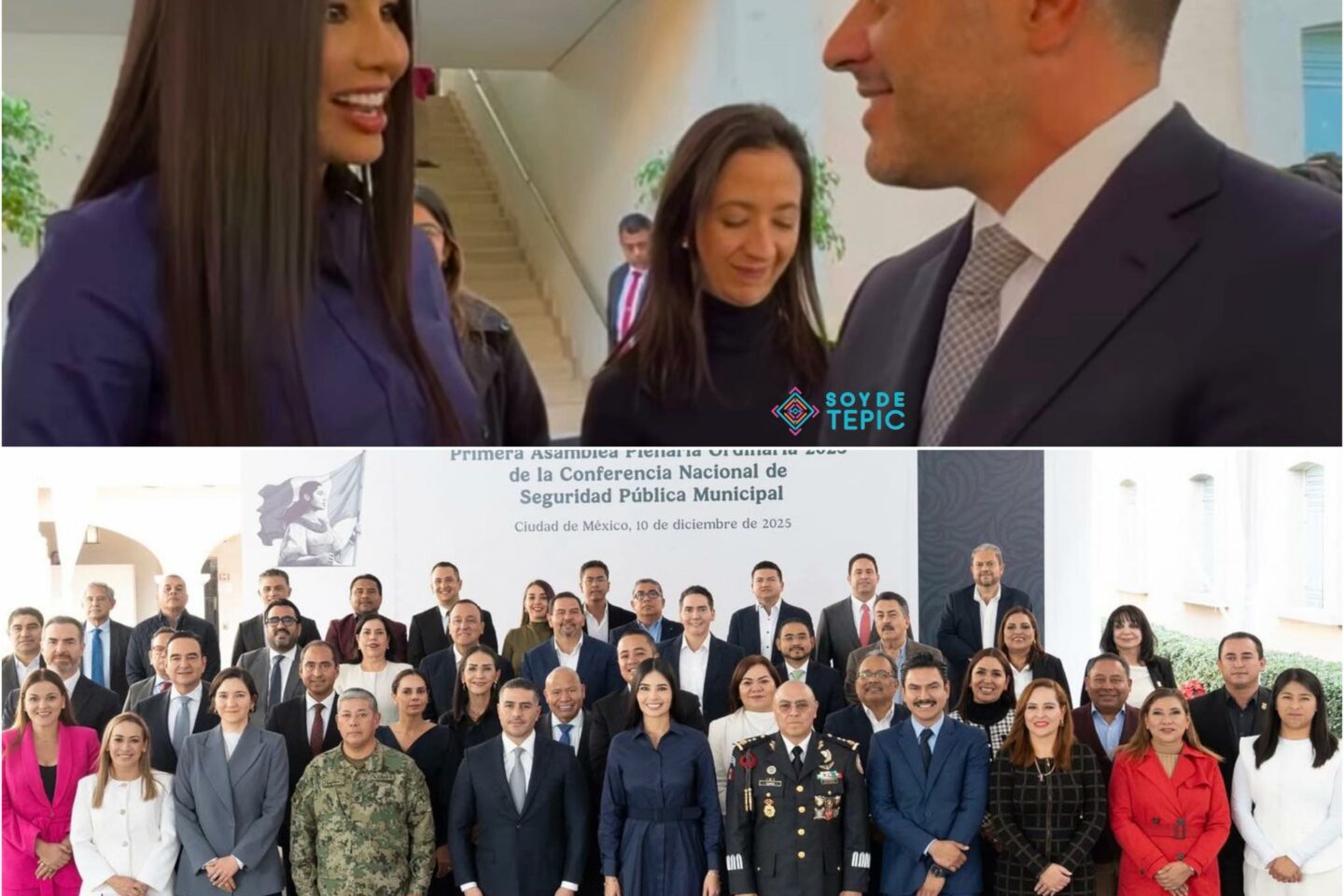 Geraldine Ponce y Omar García Harfuch, en la 1ra. Asamblea Plenaria de Seguridad Pública Municipal 2025